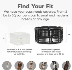 IRIS 4-10Panel 24/34"H Foldable Exercise Enclosure Plastic Pet Playpen with Door