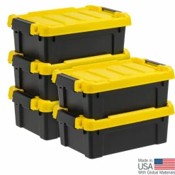 IRIS® 13.3qt. Black Store-It-All Utility Totes with Yellow Buckle Lids, 5ct.