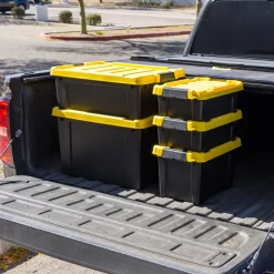 IRIS® 13.3qt. Black Store-It-All Utility Totes with Yellow Buckle Lids, 5ct.