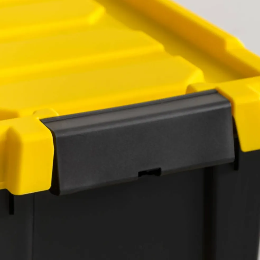 IRIS® 21.9qt. Black Store-It-All Utility Totes with Yellow Buckle Lids, 4ct.