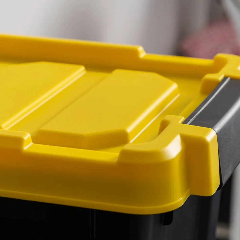 IRIS® 21.9qt. Black Store-It-All Utility Totes with Yellow Buckle Lids, 4ct.