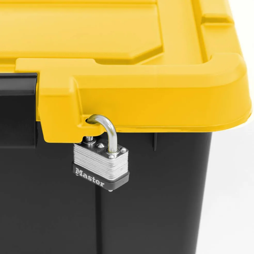 IRIS® 47qt. Black Store-It-All Utility Totes with Yellow Buckle Lids, 3ct.