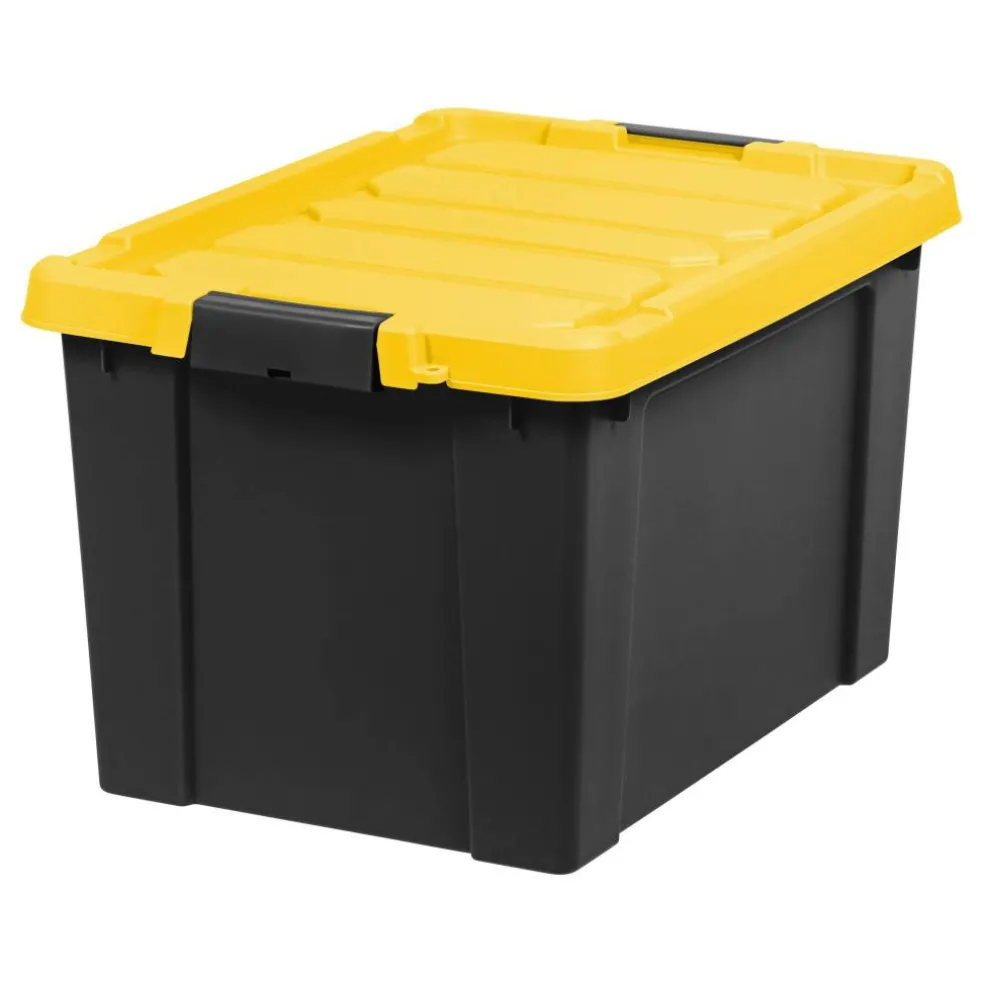 IRIS® 78.5qt. Black Store-It-All Utility Totes with Yellow Buckle Lids, 2ct.