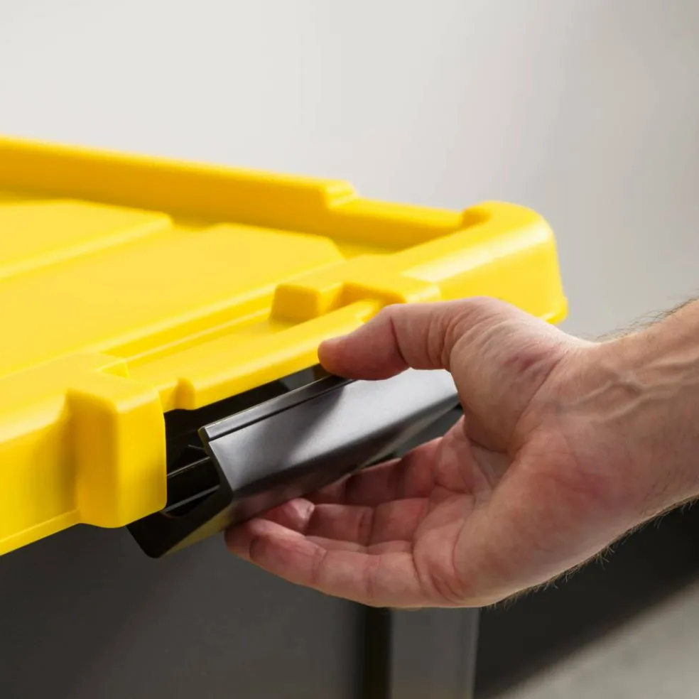 IRIS® 78.5qt. Black Store-It-All Utility Totes with Yellow Buckle Lids, 2ct.