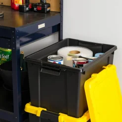 IRIS® 78.5qt. Black Store-It-All Utility Totes with Yellow Buckle Lids, 2ct.