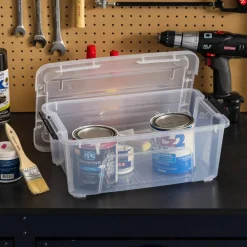 IRIS® 13.5qt. Buckled Clear Boxes with Clear Buckle Lids, 6ct.