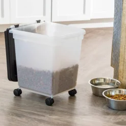 IRIS 32.5qt. Clear/Black Pet Food Container with Sealed Top