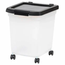 IRIS 32.5qt. Clear/Black Pet Food Container with Sealed Top