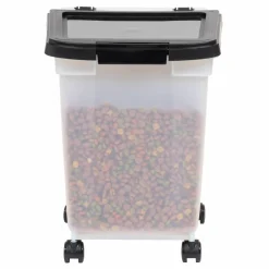 IRIS 32.5qt. Clear/Black Pet Food Container with Sealed Top