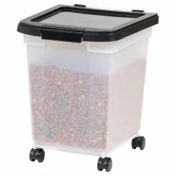 IRIS 32.5qt. Clear/Black Pet Food Container with Sealed Top