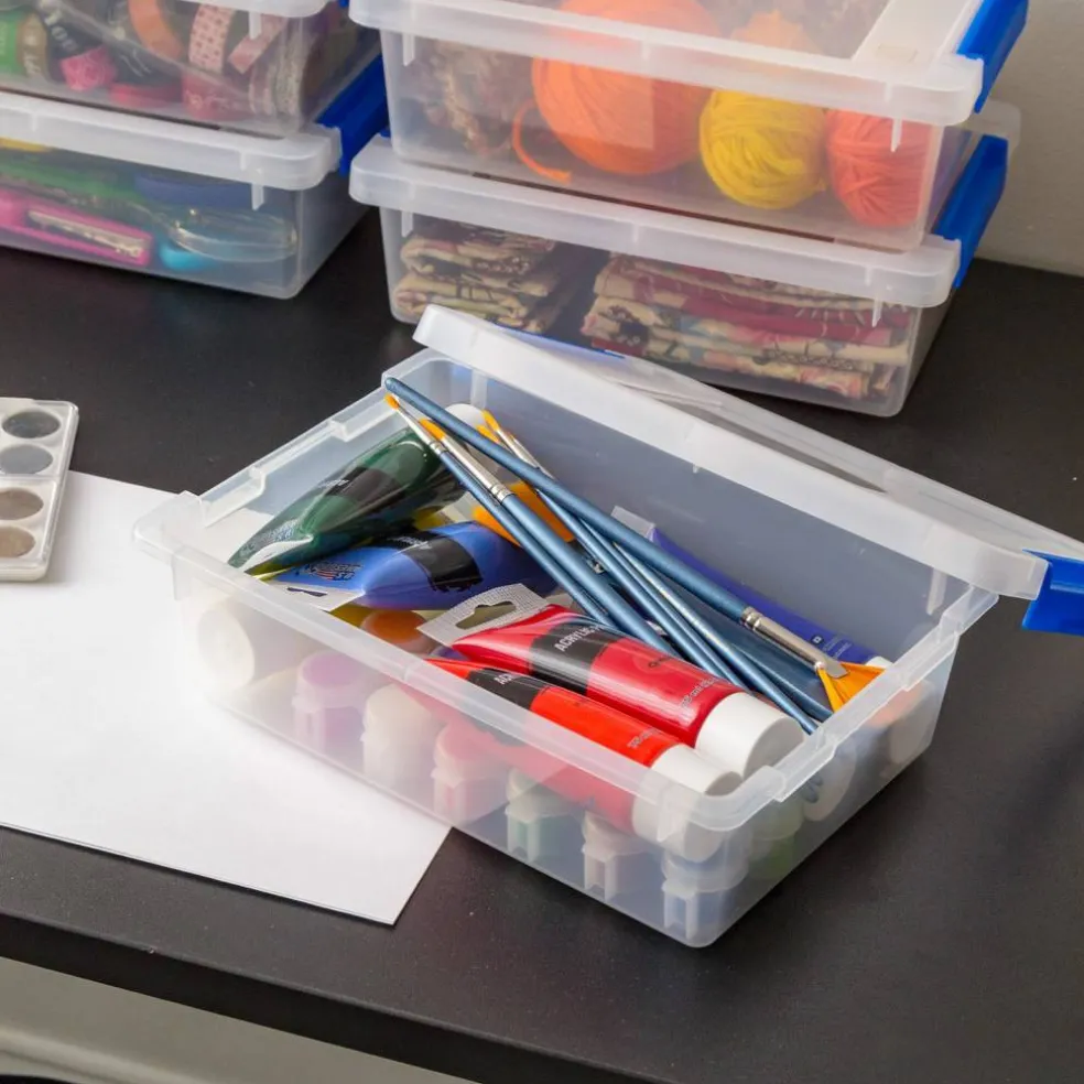 Iris® 2.4 qt. Clear Latching Storage Totes, Set of 6