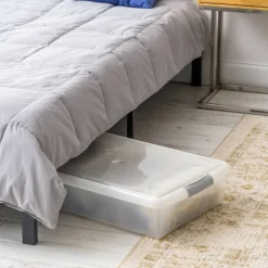 IRISĀ® 40qt. Clear Store & Slide Box with Lid & Gunsmoke Gray Latches