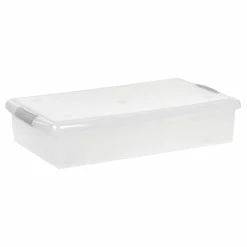 IRIS® 40qt. Clear Store & Slide Box with Lid & Gunsmoke Gray Latches