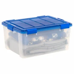 IRIS® 60qt. Clear Ultimate Box with Blue Buckle Lid