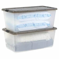 Iris® 91qt. Clear View Plastic Storage Bins with Gray Latching Buckle Lids, 4ct.