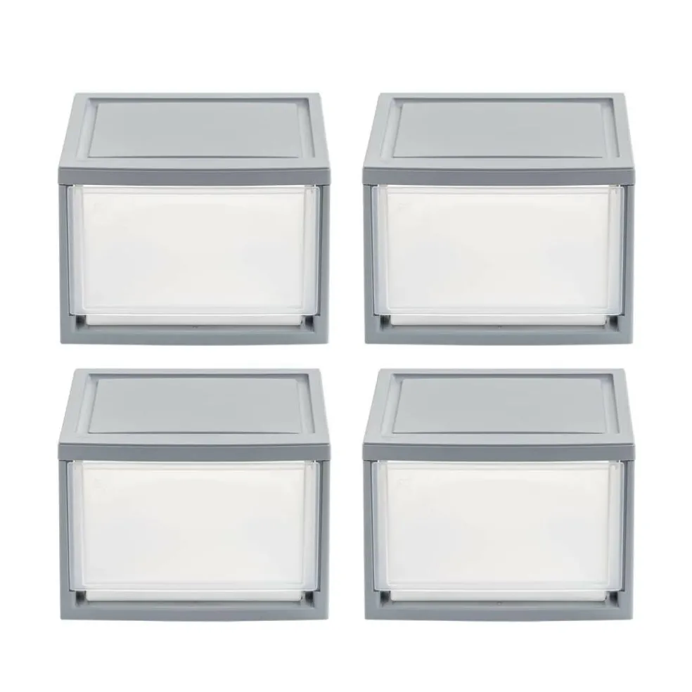 Iris® 13qt. Gray Stackable Drawer, 4 Pack