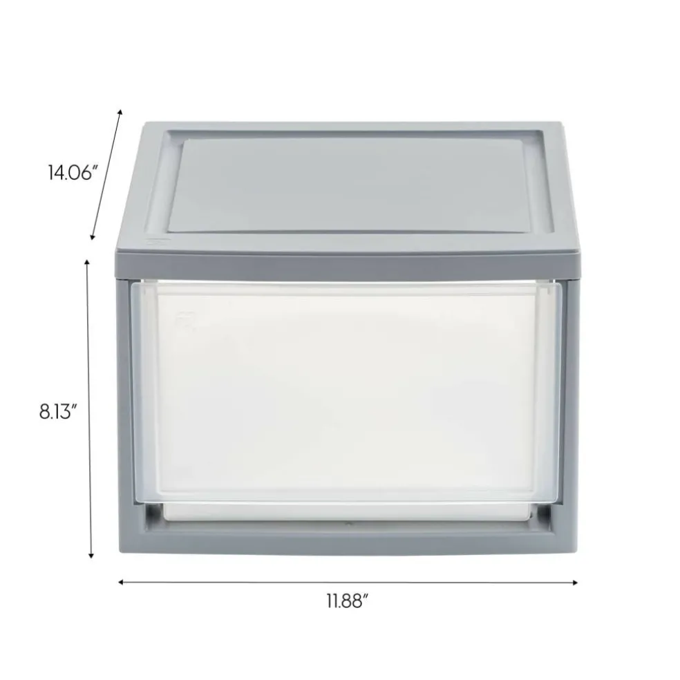 Iris® 13qt. Gray Stackable Drawer, 4 Pack