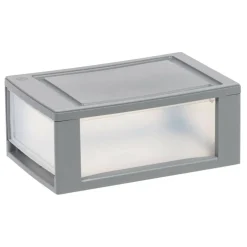 IRIS® 6qt. Gray Stackable Storage Bin with Clear Drawer