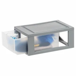 IRIS® 6qt. Gray Stackable Storage Bin with Clear Drawer