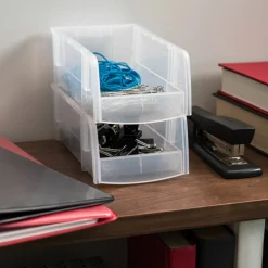 IRIS Small Clear Plastic Stacking Bin