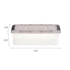 IRIS Stack & Pull Clear Plastic Storage Boxes with Gray Lid