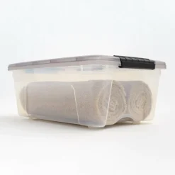 IRIS Stack & Pull Clear Plastic Storage Boxes with Gray Lid