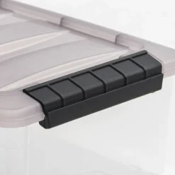 IRIS Stack & Pull Clear Plastic Storage Boxes with Gray Lid