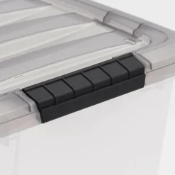 IRIS® Stack & Pull™ Clear Storage Box with Gray Lid