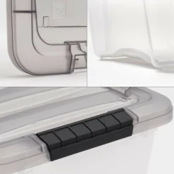 IRIS® Stack & Pull™ Clear Storage Box with Gray Lid