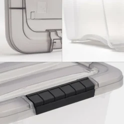 IRIS® Stack & Pull™ Clear Storage Box with Gray Lid