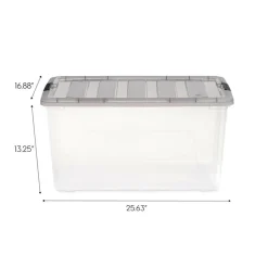 IRIS® Stack & Pull™ Clear Storage Box with Gray Lid