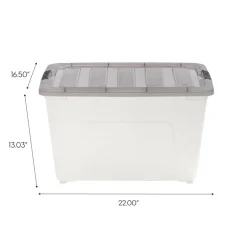 IRIS® Stack & Pull™ Clear Storage Box with Gray Lid