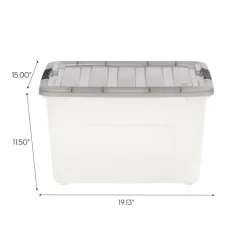 IRIS® Stack & Pull™ Clear Storage Box with Gray Lid