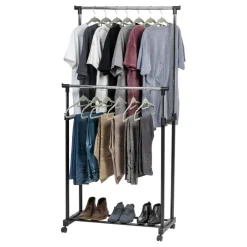 IRIS USA Adjustable Metal Clothes Rack, Garment Rack with wheel