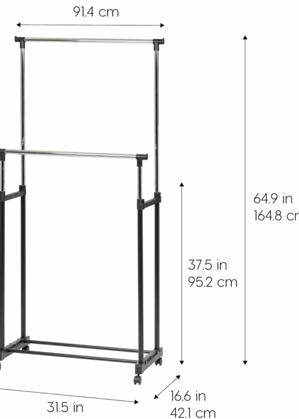 IRIS USA Adjustable Metal Clothes Rack, Garment Rack with wheel