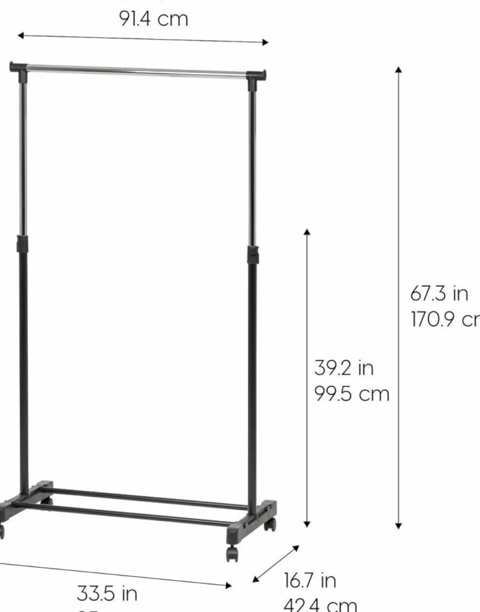IRIS USA Adjustable Metal Clothes Rack, Garment Rack with wheel
