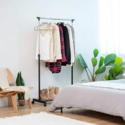 IRIS USA Adjustable Metal Clothes Rack, Garment Rack with wheel