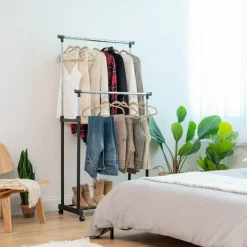 IRIS USA Adjustable Metal Clothes Rack, Garment Rack with wheel