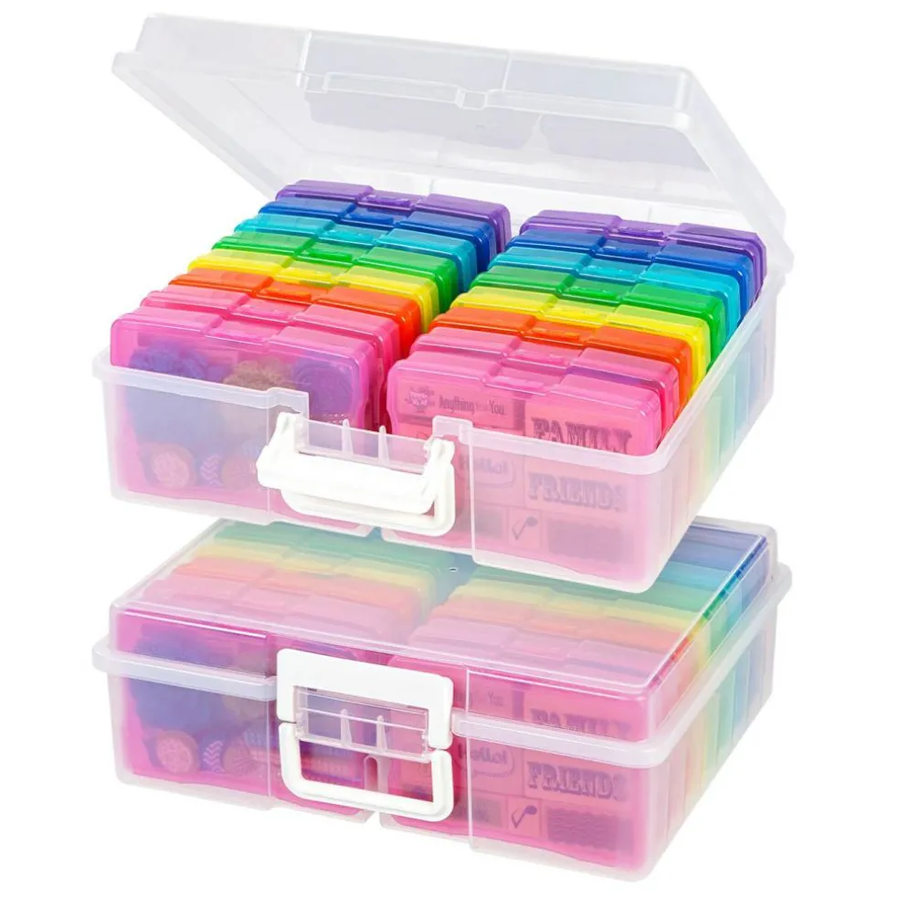 IRIS USA Extra Large 4" x 6" Photo and Embellishment Craft Keeper with 16 Cases
