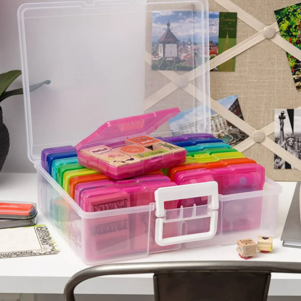 IRIS USA Extra Large 4" x 6" Photo and Embellishment Craft Keeper with 16 Cases