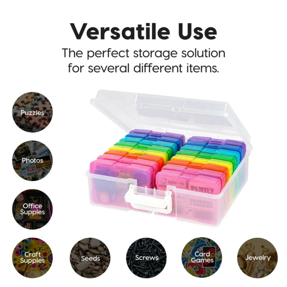 IRIS USA Extra Large 4" x 6" Photo and Embellishment Craft Keeper with 16 Cases