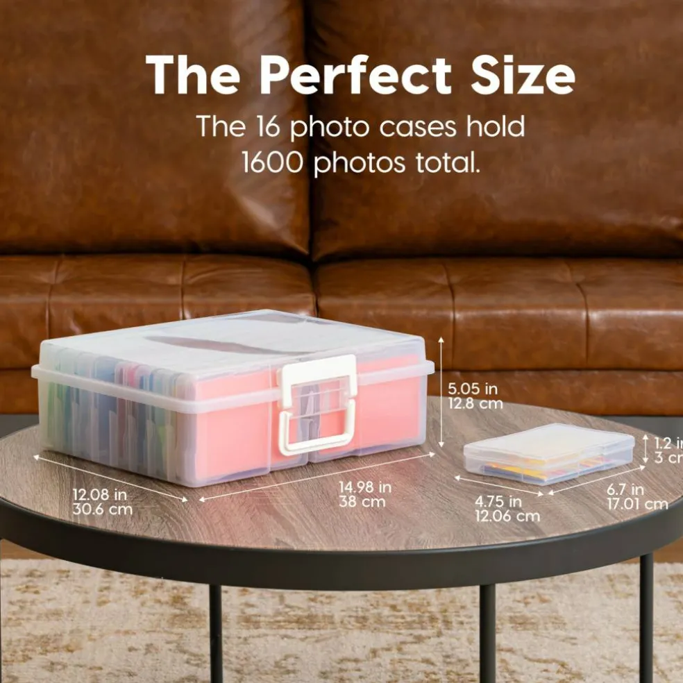 IRIS USA Extra Large 4" x 6" Photo and Embellishment Craft Keeper with 16 Cases