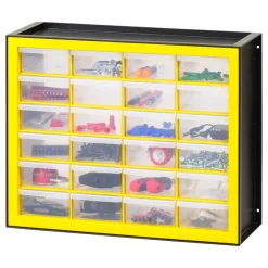 IRIS USA Hardware and Craft Parts Cabinet, 5 Sizes, Black/Yellow