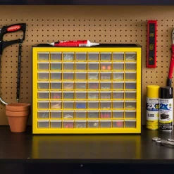IRIS USA Hardware and Craft Parts Cabinet, 5 Sizes, Black/Yellow