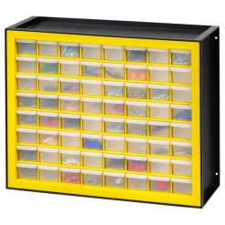 IRIS USA Hardware and Craft Parts Cabinet, 5 Sizes, Black/Yellow