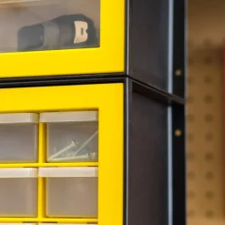 IRIS USA Hardware and Craft Parts Cabinet, 5 Sizes, Black/Yellow