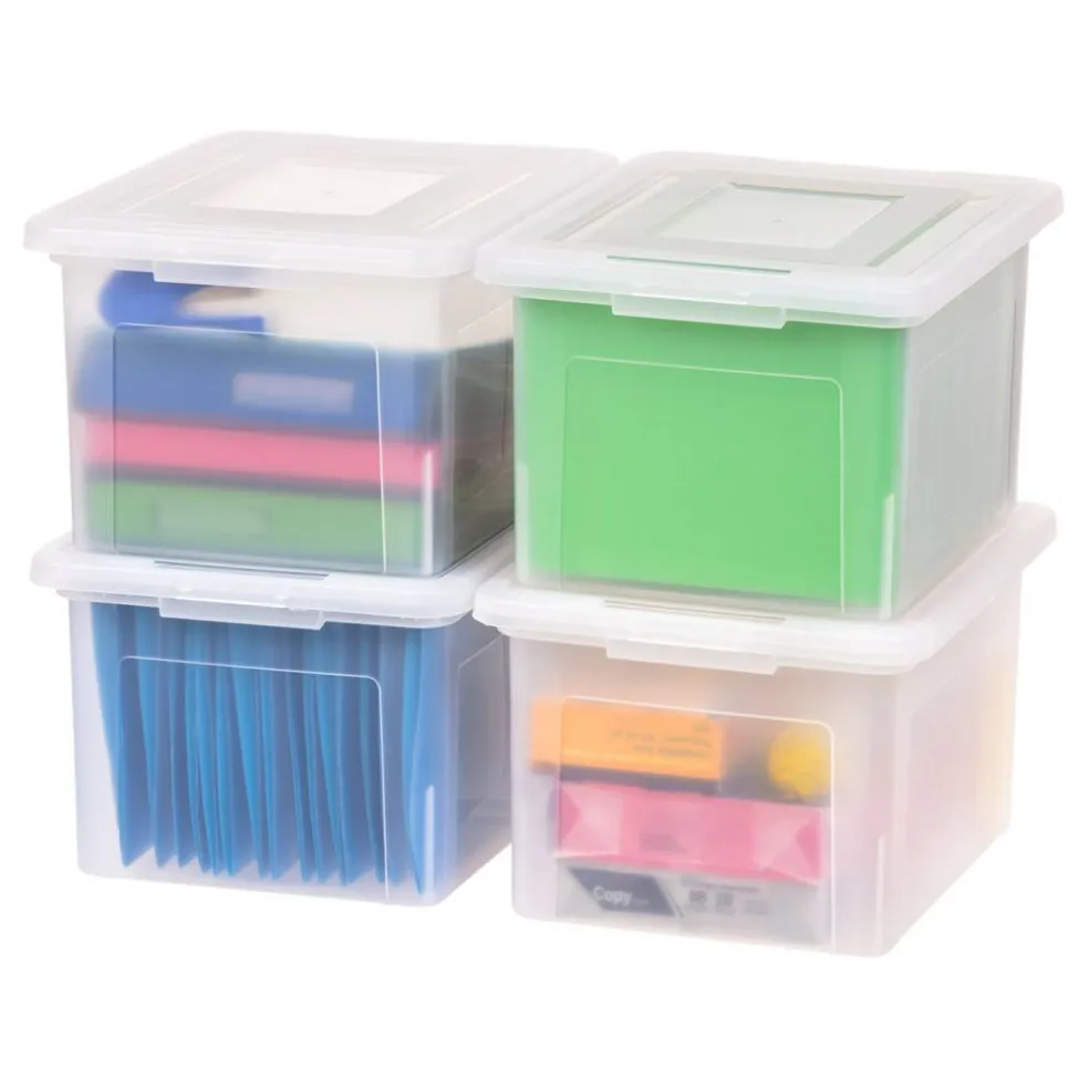 IRIS USA 4 Pack Letter/Legal Size File Box, File Folders, File Organizer