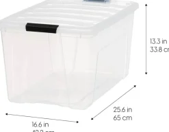 IRIS USA 2 Pack Plastic Storage Bins with Lids, 72 Quart, Latches Durable Nestable Containers Secure Pull Handle