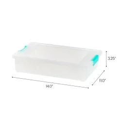 IRIS USA 4Pack 5.5qt Large Clear Plastic Storage Container Clip Box with Latching Lids, Blue