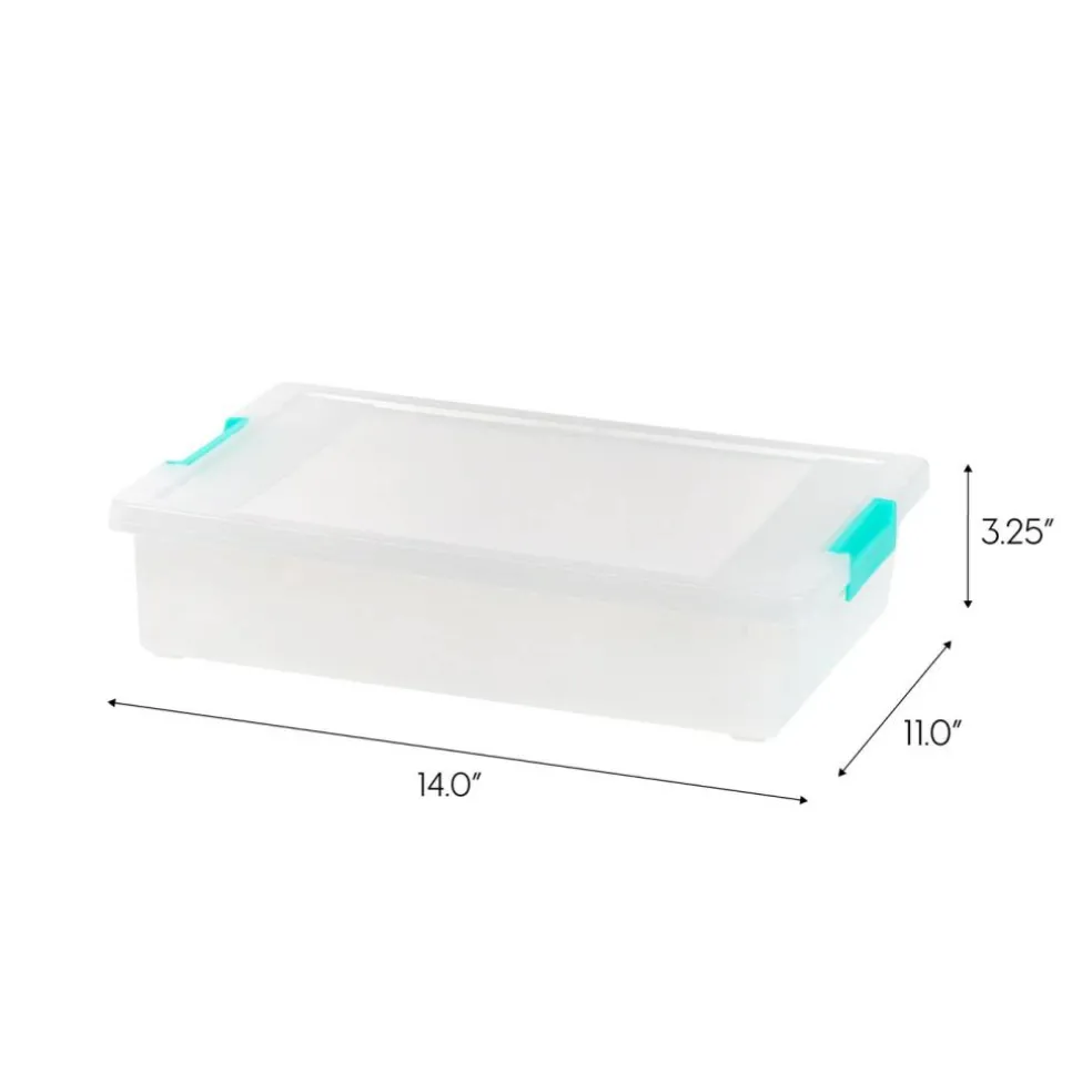 IRIS USA 4Pack 5.5qt Large Clear Plastic Storage Container Clip Box with Latching Lids, Blue